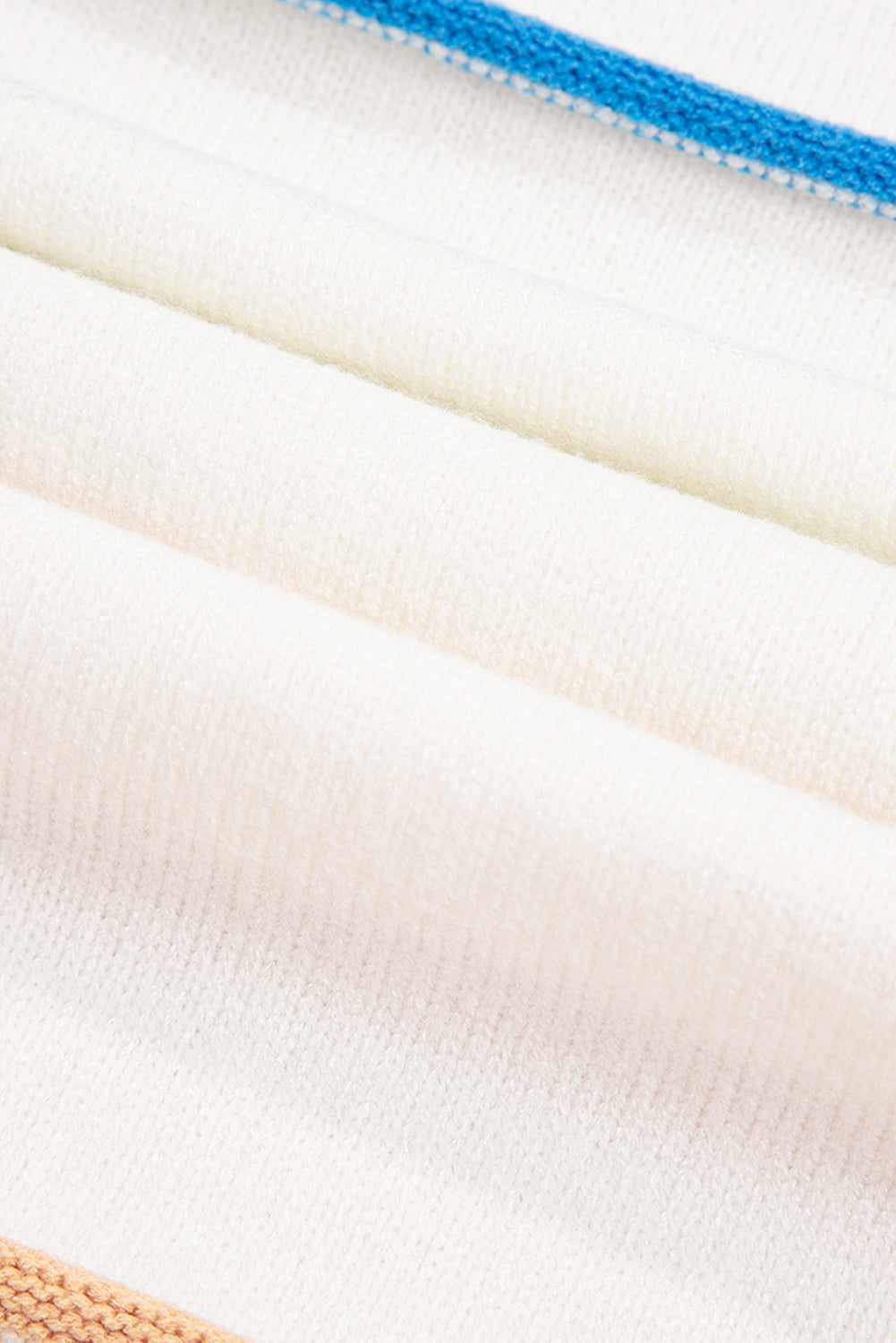 White Color Block Striped Open Front Cardigan With Pocket Cardigans deff8c2c21d35edc