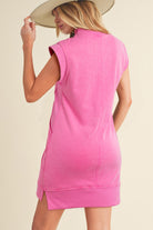 Bonbon Zipped Collar Cap Sleeve Pocketed Sweatshirt Dress Short Dresses df43514d8bf0a4af