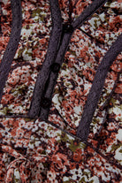 Brown Floral Print Frill V Neck Split Midi Dress Midi Dresses e07e1490f462b740