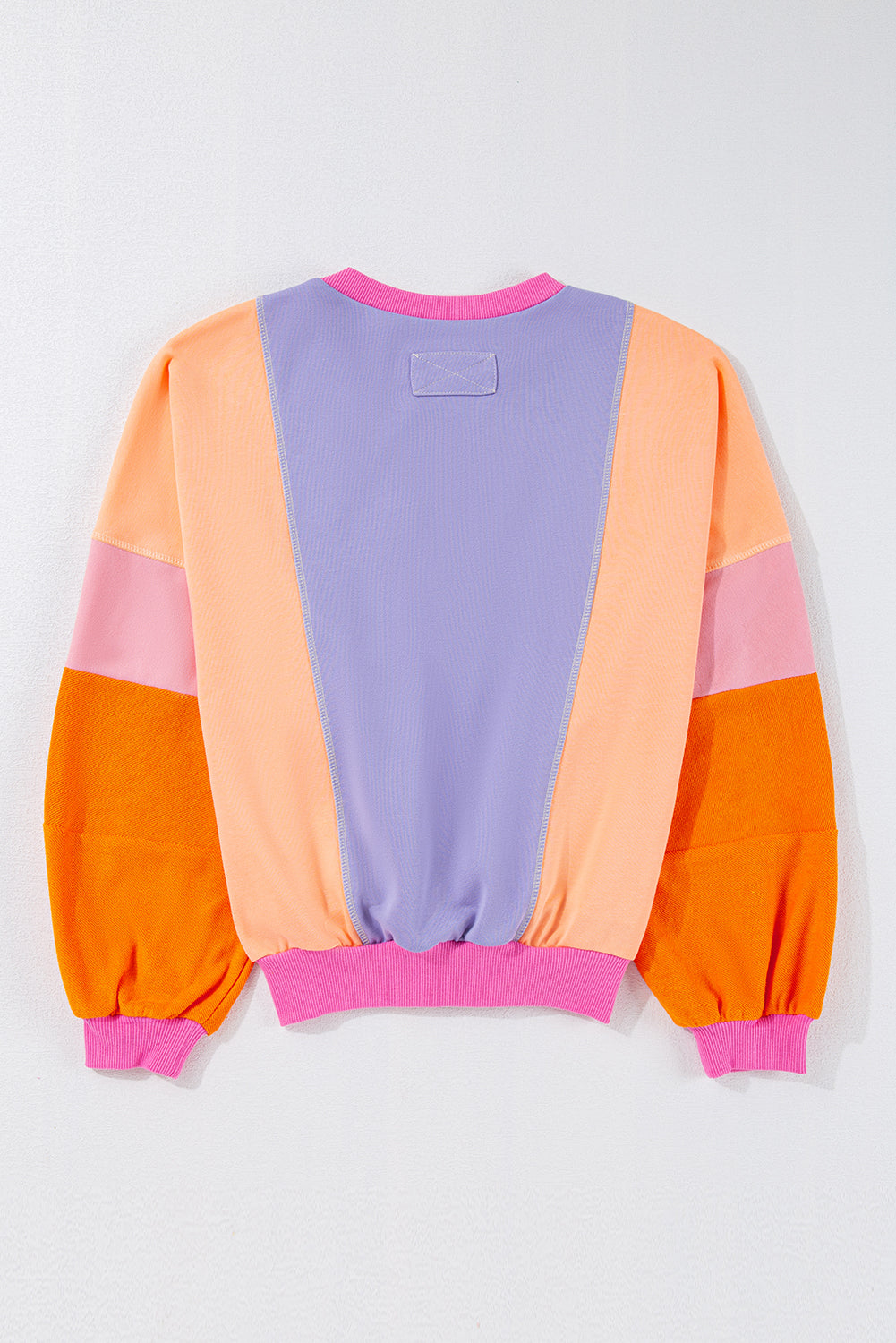 Orchid Petal Colorblock Patchwork Drop Shoulder Top Long Sleeve Tops e0c6699e06335c5a