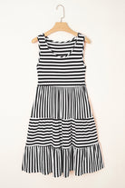 Rose Stripe U Neck Sleeveless Loose Fit Mini Dress Short Dresses e0cfdff06a7afef2