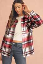 Multicolor Plaid Casual Button Up Flannel Shacket Jackets e0d640e8891072bd