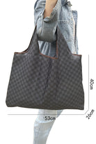 Black Checkered Print Large Foldable Tote Bag Tote Bags e0e0d2264a80ba5b