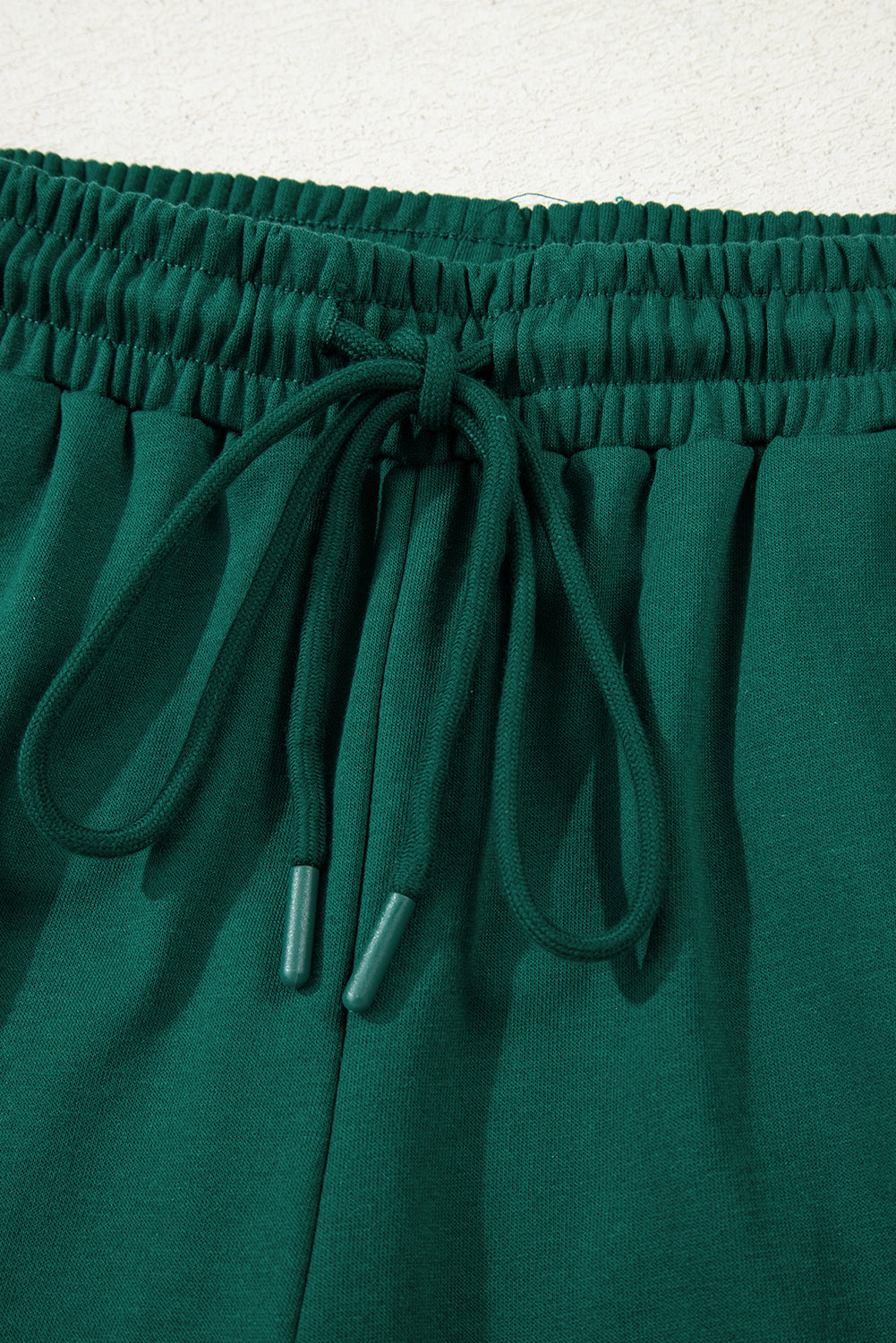 Evergreen Varsity Striped Sleeve Drop Shoulder Sweatshirt and Shorts Set Two Piece Shorts Sets e10574b4fd31b00a