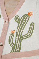 Apricot Cactus Pattern Button Front Knit Cardigan Cardigans e105988986050977