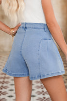 Dusk Blue Flared Denim Shorts Shorts e1267a0e9e96c41b