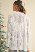 White Solid Color Hollow Knit Open Front Cardigan Cardigans e14b83bd8b24b9b5