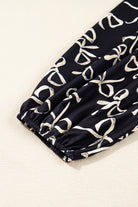 Black Bow Print Sleeve Patchwork Plus Size Blouse Plus Size Tops e16d26cf770a846f