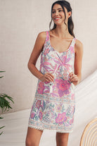 Multicolour Boho Floral Tassel Tie U Neck Mini Dress Short Dresses e17d2ddec5e6d3f8