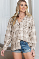 Khaki Plaid Removable Hooded Button Up Jacket Jackets e19eeafc243eedea
