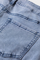 Beau Blue Button Zip High Waist Flared Hem Jeans Jeans e1a1552e046a43e8