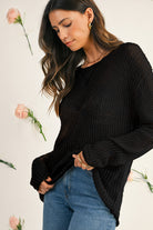 Black Crochet Hollow-out Knit Sweater Sweaters e265837d6b994df2