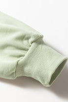 Laurel Green Floral Plaid Mixed Sleeve Raw Edge Relaxed French Terry Top Long Sleeve Tops e2d2744b0046d7c2