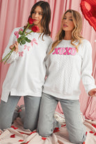 White XOXO Chenille Letter Patch Quilted Sweatshirt Sweatshirts & Hoodies e3150290f94adddc