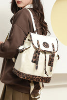 White Leopard Patchwork Casual Backpack Backpacks e406468ef627de9b