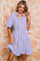 Lavendula Plaid Frill Tiered Mini Dress Short Dresses e42d3888ea9b90d8