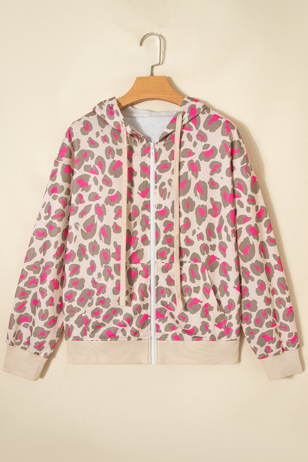 Rose Leopard Print Zip Up Hooded Sweatshirt Sweatshirts & Hoodies e4923a59cefdc97c
