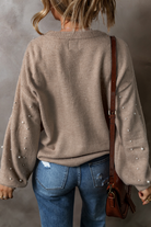 Smoke Gray Plus Size Pearl Pullover Sweater Plus Size Sweaters&Cardigans e4c802e57586dbef