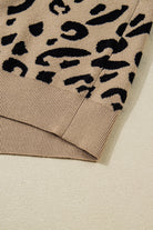 Brown Leopard Knitted Lace Trim Cuffed Plus Size Sweater Plus Size Sweaters&Cardigans e4df0dffb34491da