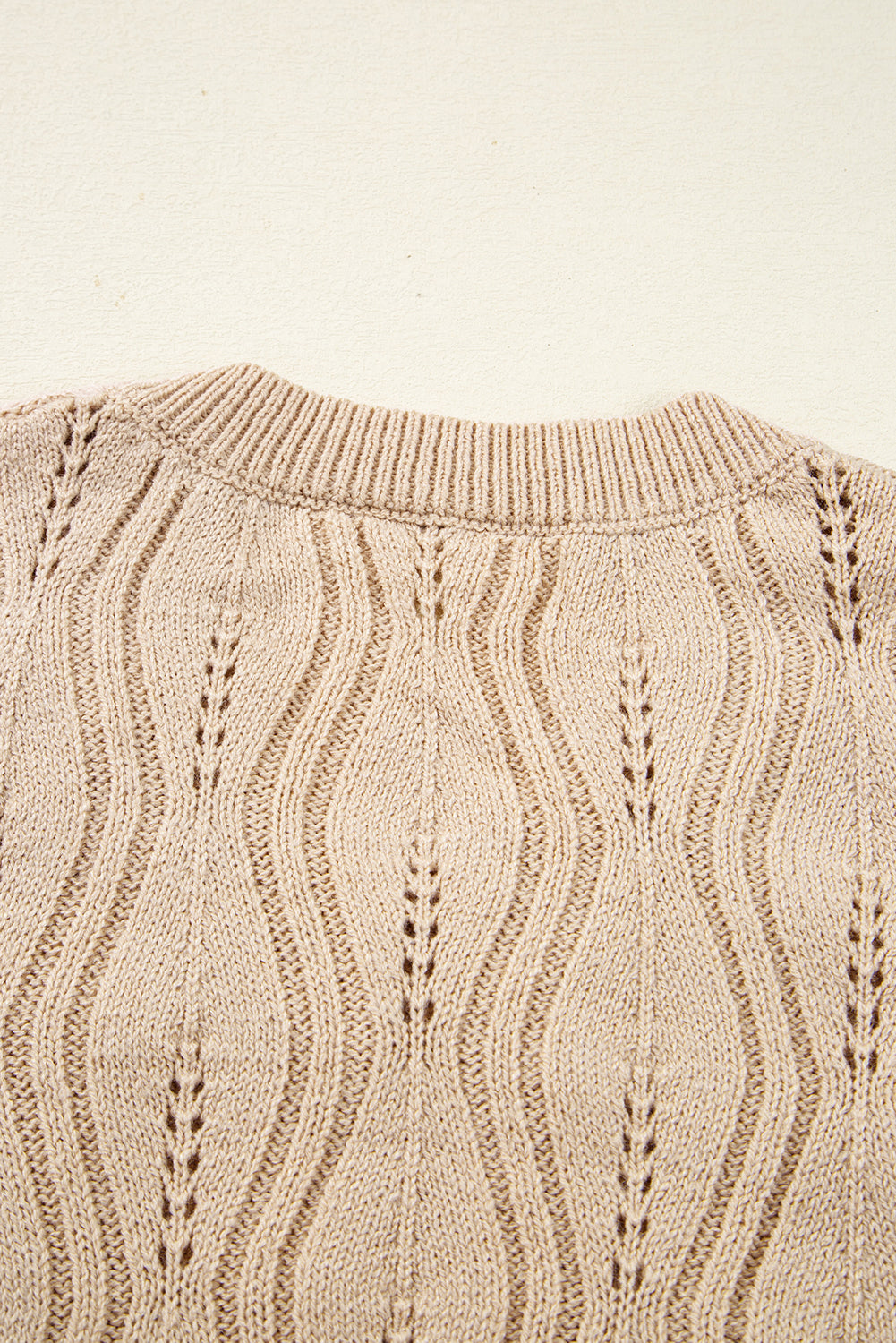 Smoke Gray Pearl Beaded Embellished Lace Applique Pointelle Knit Sweater Sweaters e560c5fad58d22d1