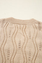 Smoke Gray Pearl Beaded Embellished Lace Applique Pointelle Knit Sweater Sweaters e560c5fad58d22d1