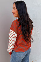 Orange Stripe Contrast Sleeve Patchwork Drop Shoulder Long Sleeve Sweatshirt Sweatshirts & Hoodies e5c3a5091b107f05