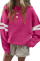 White Preppy Striped Sleeve Loose Sweatshirt Sweatshirts & Hoodies e67e5d4a1d9dfc14