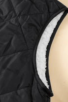 Black Zip Up Fleece Lined Quilted Vest Coat Coats e6ffcdbe1a117aed