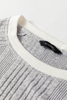 Moss Green Rib Texture Contrast Trim Round Neck Long Sleeve Top T Shirts e709bc6c343e87fa