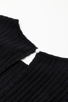 Black Ribbed Keyhole Short Sleeve Wide Leg Jumpsuit Jumpsuits e70cffc83f242bdb
