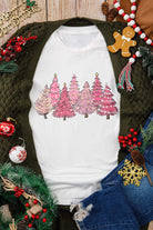 White Christmas Trees Heat Transfer Printing Graphic Tee Graphic Tees e70df6a65b91e23e
