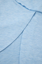 Smoke Green Notched Neck Terry Raw Hem Long Sleeve Top Long Sleeve Tops e73334afb101cd4c