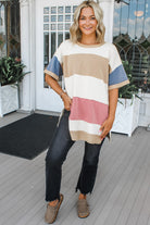 Multicolour Colorblock Patchwork Side Split Tunic T Shirt T Shirts e74aa5c453af9fa5