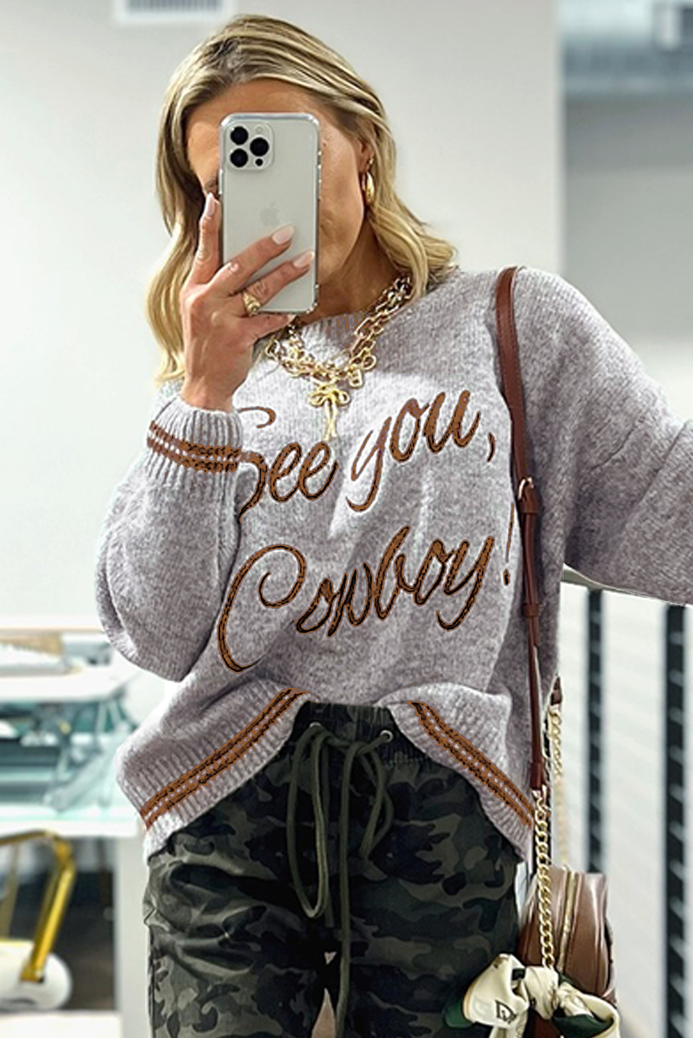 White Letter Embroidered Graphic Sweater Sweaters e7bc556090f024e6