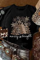 White Leopard Christmas Tree Casual Crew Neck Graphic Tee Graphic Tees e7f10c567814891d