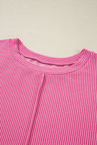 Bonbon Twist Ribbed Exposed Seam Detail Plus Size Top Plus Size Tops e80589f32917d714