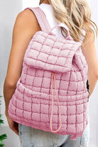 Pink Solid Flapped Quilted Puffer Backpack Backpacks e812d2897a988c94