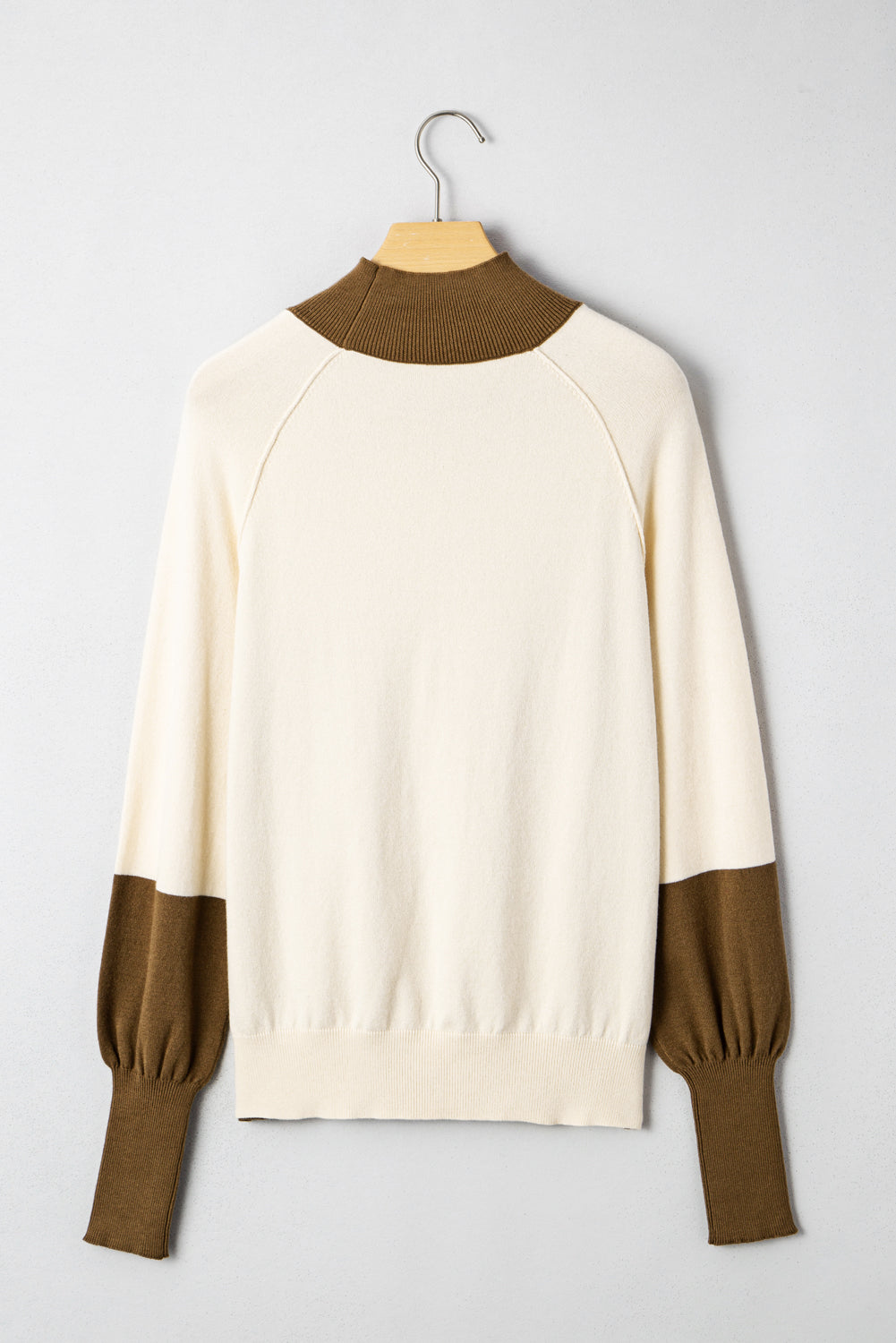 Desert Palm Colorblock Raglan Puff Sleeve Mock Neck Sweater Sweaters e8da5d407c5fd4c1