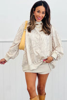 Khaki Camo Print Mock Neck Loose Sweatshirt Sweatshirts & Hoodies e8de17a4c19996a5