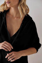 White Oversize Waffle Drop Shoulder Exposed Seam V Neck Hoodie Sweatshirts & Hoodies e8e2bc1f19a90baa