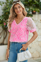 Bonbon Mesh Applique Puff Sleeve Blouse Blouses e92704150ebcb751