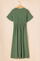 Green Surplice Neckline Smocked High Waist Plus Size Maxi Dress Plus Size Dresses e947f4472d82a363