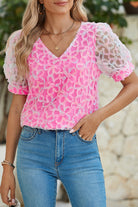 Bonbon Mesh Applique Puff Sleeve Blouse Blouses e9ade23f48a3ad6d