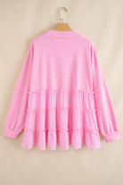 Navy Blue Frill Tiered Patchwork Ribbed Trim Flowy Plus Size Top Plus Size Tops e9c0e80e962784a8