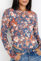 Orchid Petal Allover Floral Print Mesh Long Sleeve Top Long Sleeve Tops ea39ff6fc772c41c
