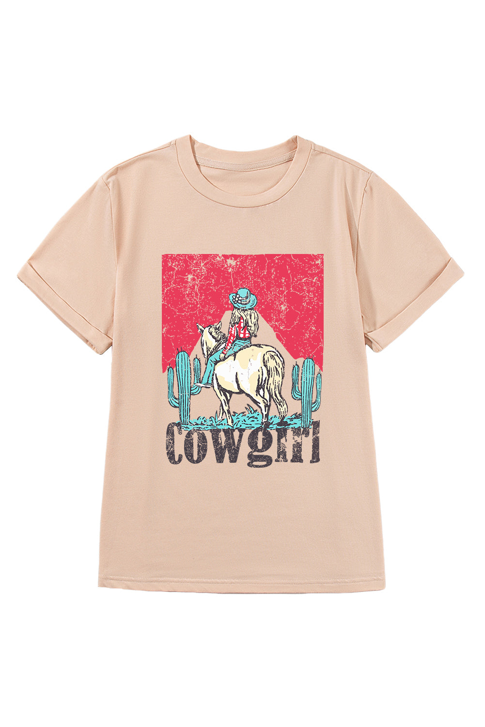 Khaki Cowgirl Slogan Print Rodeo Graphic Tee Graphic Tees ea4dca392607432e