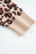 Khaki Leopard Print High Neck Shift Mini Sweater Dress Sweater Dresses eaab0f53af22a579