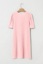 Blossom Corded Crew Neck Puff Sleeve Mini Dress Short Dresses eaae729a1550a341