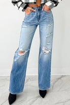 Myosotis Mid Rise Distressed Straight Leg Jeans Jeans eb0735c14974e06d
