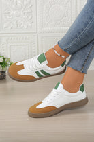 White Faux Leather Lace Up Flat Sneakers Sneakers eb22be1f8fc3fad1